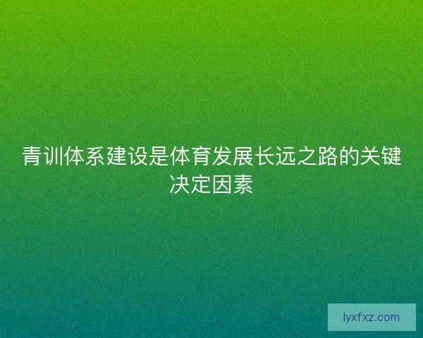 青训体系建设是体育发展长远之路的关键决定因素